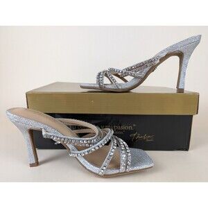 Thalia Sodi Dahlia Embellished Heels Sandals Womens 6 Silver Stone Shoes NWB